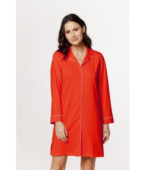 Vista frontal camisón viscosa naranja beige escote en V